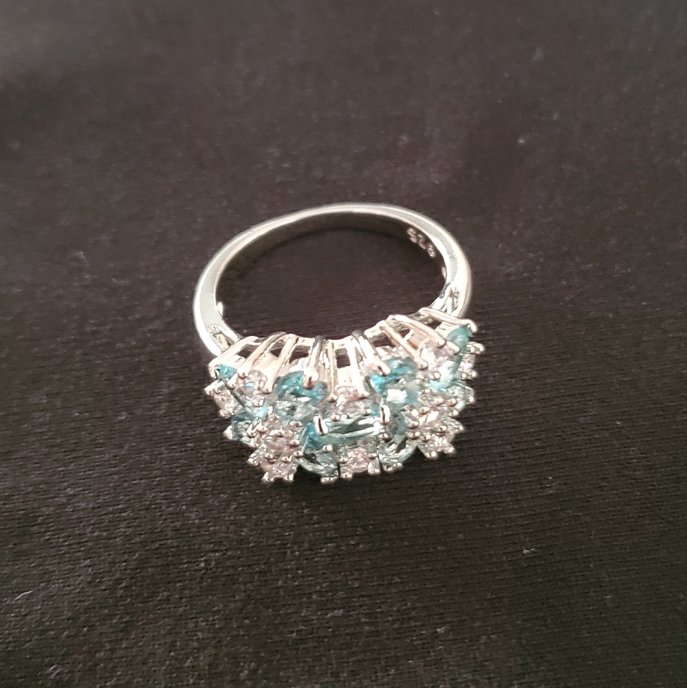FREE Beautiful 925 Sterling Silver Sapphire & White Topaz Gemstones Ring - Picture 7 of 12